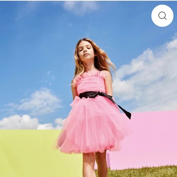 Twin-Set Pink Tulle Dress with Black Bow by designer Twinset